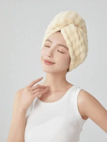 1pc Super Absorbent Coral Fleece Hair Towel, Extra Large & Thick Microfiber Hair Turban, Suitable For Long & Short Hair, Minimalist Solid Color, Essential Hair Care Item For Bathroom/Travel/Dorm, Great Gift For Women, Couples, Mother's Day - Multicolor - View 3