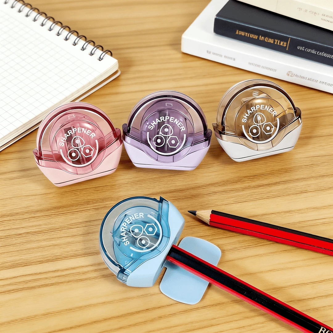 Gọt bút chì cầm tay 1 chiếc, có nắp đậy, màu sắc, được thiết kế để sử dụng cầm tay tại trường học và văn phòng. - Nhiều màu - Xem 1