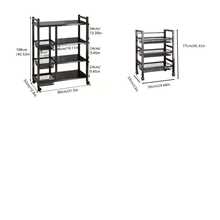 A 4-Layer Black Metal Storage Rack With Wheels - A Multi-Functional Vegetable Rack For The Kitchen And Pantry, Featuring 3 Metal Baskets, Kitchen Storage Items And Storage Cabinets - Black - View 2