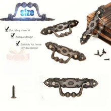 3/6pcs Vintage Furniture Handles, Zinc Alloy Antique Cabinet Handles, Furniture Handles For Drawers, Chests, Cupboards, Dressers, Kitchens, Home DIY Decor, With Screws - Multicolor - View 5