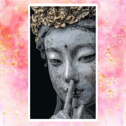 Estatua de Buda Silencioso, Pegatina de Arte con Contraste Zen Oriental y Fresco - Pegatina de Vinilo Impermeable - Superficie Mate Duradera, Pegatina Autoadhesiva para Parachoques, Adecuada para Autos, Ventanas, Laptops, Camiones, Botellas de Agua - Diseño Duradero Multiusos, Pegatina para Auto