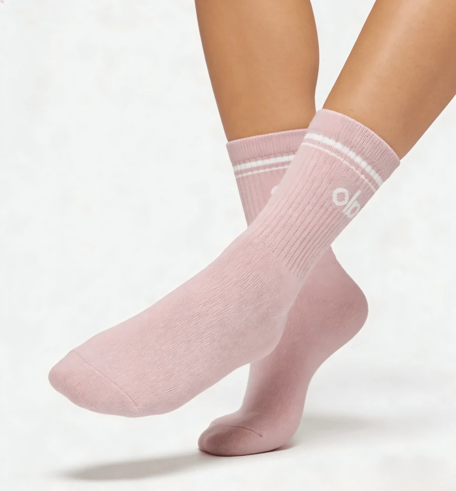 Alo Yoga Crew Socks, Socks Men/Women ,Cushioned Cotton Athletic Arch Support Moisture Wicking,1-Pairs - Baby Pink - View 1