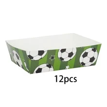 6/12/24PCS Soccer Themed Disposable Paper Food Trays, Football Print Snack Holders For Fries Popcorn Nachos, Sports Game Watch Party Supplies, Ideal For Boys Soccer Birthday, Sports Event & Football Themed Gathering Table Decor - Football - View 8