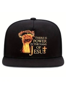 1pc/2pcs Jesus Power Print Unisex Baseball Cap And Crossbody Bag Set, Street Fashion Outdoor Sports Flat Brim Cap And Shoulder Bag, Adjustable, Gift For Yourself Or Friends - Multicolor - View 5
