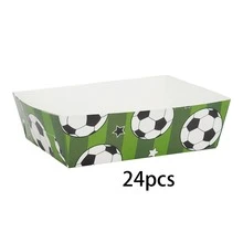 6/12/24PCS Soccer Themed Disposable Paper Food Trays, Football Print Snack Holders For Fries Popcorn Nachos, Sports Game Watch Party Supplies, Ideal For Boys Soccer Birthday, Sports Event & Football Themed Gathering Table Decor - Football - View 9