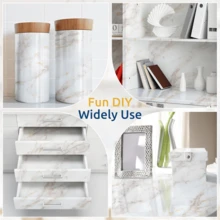 1 cuộn giấy dán tường giả đá cẩm thạch, giấy dán tường vinyl tự dính chống thấm nước, có thể tháo rời và tái sử dụng, thích hợp cho mặt bàn, tủ, phòng tắm, bàn làm việc, kiểu đá và gỗ, kích thước 15,74 x 393,7 inch. - Bạch kim mới - Xem 9