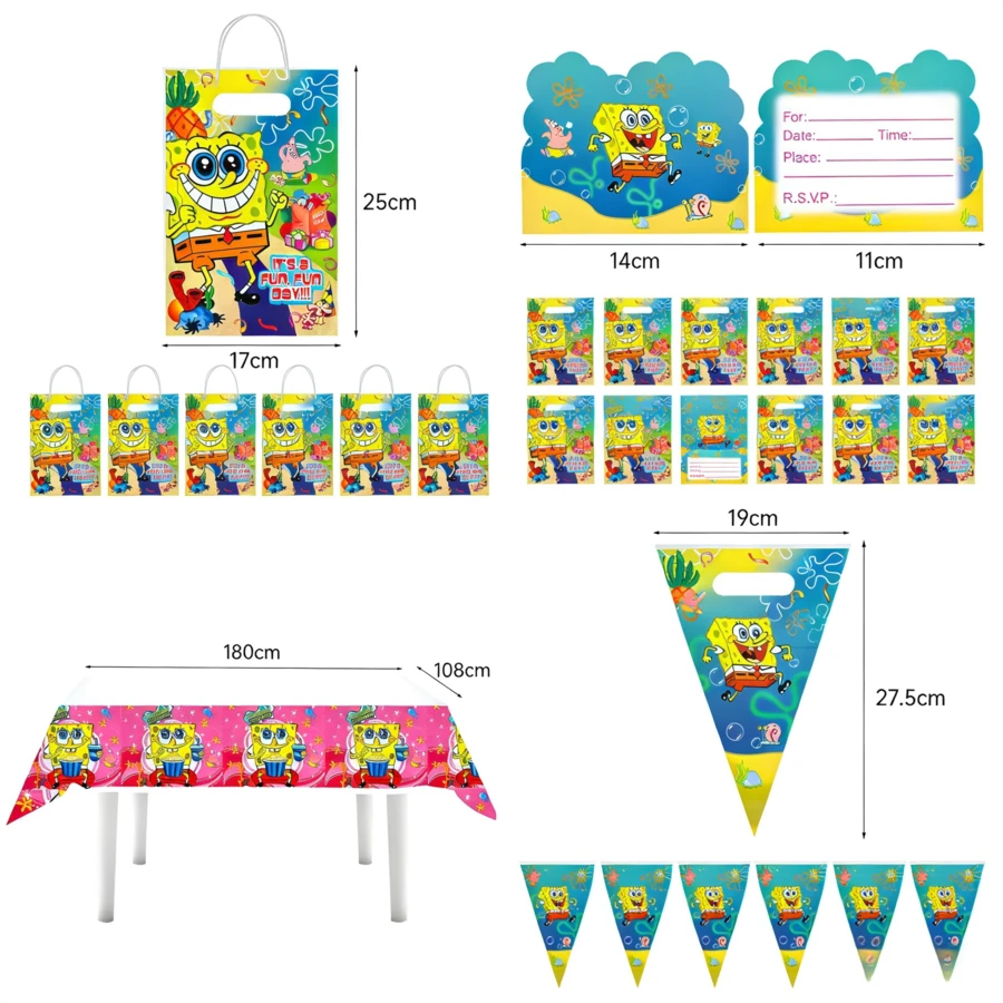 SpongeBob SquarePants 10个/套主题派对礼品袋,趣味桌布,可爱卡通糖果袋,派对和节日生日装饰袋,派对用品,采用卡通人物图案 - 可爱的派对礼品袋,适合生日活动、庆祝活动,非常适合粉丝、返校季、婚礼季,是为任何场合增添乐趣的完美礼物。 - 彩色 - 查看 1