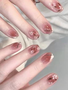Miếng dán móng tay gel bán khô, 20 miếng, chất lượng salon, bền lâu, dễ dán và gỡ bỏ, có đèn UV. - Nhiều màu - Xem 5