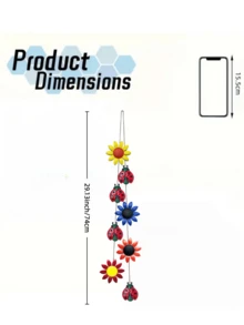 1pc Handpainted Metal Flower & Ladybug Hanging Decor - Rustic Garden Decoration, Suitable For Garden, Yard, Fence, Nursery And More - Ladybug String - View 7
