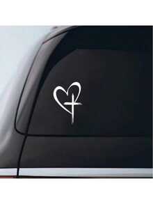 Shiny Heart-Shaped Cross Stickers - Suitable For Applying On Cars, Trucks, Walls, Laptops Etc. - Adhesive, Reusable And Sparkling - A - View 3