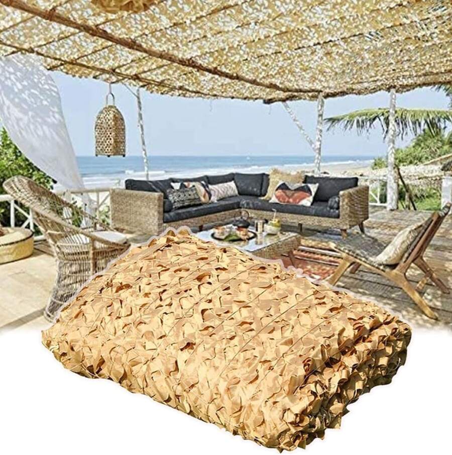AURA DECO - Toldo Rectangular Camuflaje 2*3m, Vela de Sombra Transpirable con Protección UV, Toldo Exterior Impermeable para Jardín, Terraza, Patio y Camping - Caqui - Ver 1