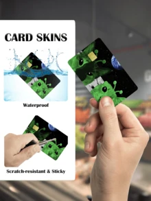 1pc Funny Alien Cat Credit Card Sticker, Cute Pet Couples Essential Party Birthday Gift, PVC Material Anti-Fingerprint Durable Scratch-Resistant, Suitable For Men, Women, Couples, Fits Small Chip Cards, Bank Cards, Credit Cards, Transportation Cards, Student ID Cards, Room Keys For Privacy Protection - Type a - View 7