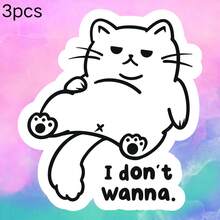 "I Don't Wanna." Lying Flat White Cat "Slacking" Elegant Cute Cartoon Sticker - Waterproof Vinyl Sticker - Durable Matte Surface, Self-Adhesive Bumper Sticker, Suitable For Cars, Windows, Laptops, Trucks, Water Bottles - Multi-Purpose Durable Design, Car Sticker - Vinyl - View 11