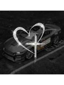 Shiny Heart-Shaped Cross Stickers - Suitable For Applying On Cars, Trucks, Walls, Laptops Etc. - Adhesive, Reusable And Sparkling - A - View 5