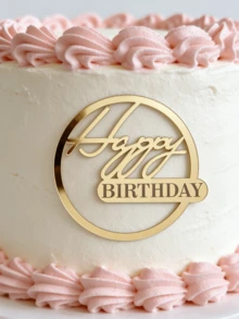 3 Stücke/6 Stücke/9 Stücke goldene "Alles Gute zum Geburtstag" Kuchendekoration, Acryl Geburtstags-Cupcake-Topper, Kuchen & Dessert Dekoration für Geburtstagsparty (Gold) - B - Übersicht 8