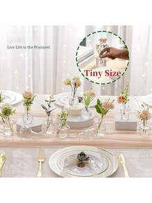 波西米亚风玻璃花瓶套装 | 乡村婚礼迷你花瓶，家居餐桌装饰，圣诞装饰瓶，小型复古玻璃花瓶，批发透明花瓶，香氛扩散瓶，餐桌摆件，可爱透明花瓶，适用于家居鲜花、婚礼、房间装饰 - A - 查看 9