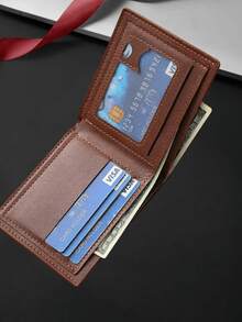 1pc/2pcs/4pcs Personalized Custom Retro-Style Short Men's Wallet, Ultra-Thin Bi-Fold Wallet, Multi-Functional Card Holder, Youth Leather Wallet, Essential Item, PU Leather Small Wallet, Men's Wallet, Wallet, Christmas Gift, Valentine's Day Gift - Multicolor - View 5