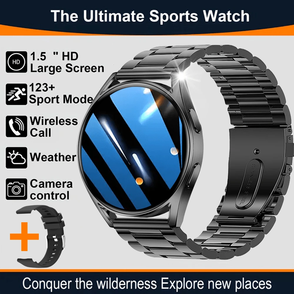 ERUN This Smart Men's Round Watch Features Activity And Call Tracking, Offering A Variety Of Practical Functions. It's An Ideal Gift For Friends And Family, Boasting A 1.5-Inch HD Screen, A 250mAh Battery, And A Stainless Steel Strap.