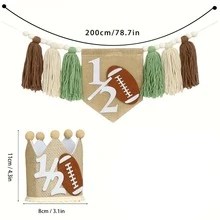 2pcs Rugby Themed High Chair Banner Set For 0.5 Year Old Birthday Party, Handmade Polynesian Style Party Decorations, Birthday Scene Photo Backdrop Props - View 12