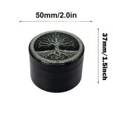 2英寸金属树形草药研磨器 | 四层手动波西米亚风格草药研磨器，大容量草药研磨器，锌合金 - 查看 3