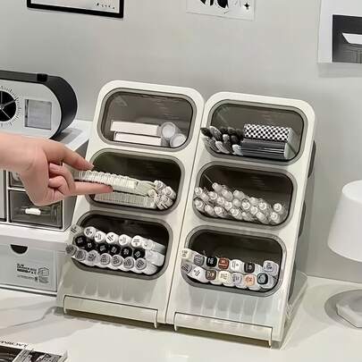 Soporte inclinado multifuncional para bolígrafos, diseño plegable, organizador de útiles de oficina y estudiantes para bolígrafos, marcadores, pinceles