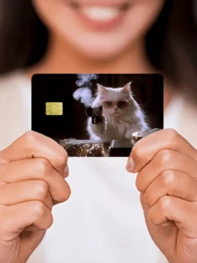 1/2/4/5/10pcs Cool Cat Credit Card Stickers Privacy Protection Card Skins, Cool Cat Birthday Gift PVC Material Anti-Fingerprint Anti-Scratch Wear-Resistant Card Covers, Suitable For Men And Women, Small Chip Cards, Bank Cards Decoration Stickers, Credit Cards, Transportation Cards, Student Campus Cards Personalized DIY - Type a - View 3