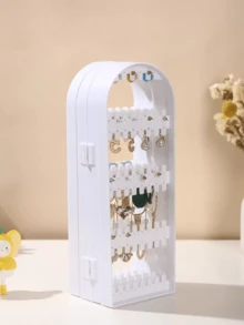 1 Earring Display Stand, Acrylic Foldable Jewelry Necklace Box Organizer - White - View 7