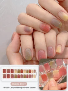 半固化凝胶美甲贴，20片装，持久耐用，沙龙级品质，易于粘贴和卸除，需配合UV灯使用 - 彩色 - 查看 2