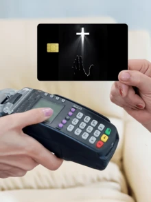 1pc Luminous Cross Credit Card Sticker, Protective Card Skin Cover, Party Birthday Gift, PVC Material Anti-Fingerprint Durable Anti-Scratch, Suitable For Men And Women, Couples, Small Chip Card, Bank Card, Credit Card, Transportation Card, Room Card, Student ID Card DIY, Privacy Protection - Type a - View 3
