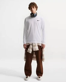 Nike Sportswear Swoosh 休閒運動印花圓領長袖T卹 男款 白色 - 白色 - 查看 9