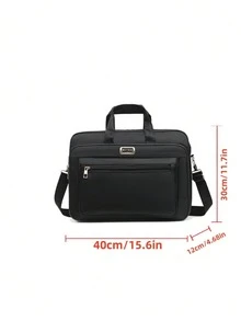 1pc Fashion Versatile New Large Capacity Men's Briefcase, Commuter Laptop Bag - Black - View 3