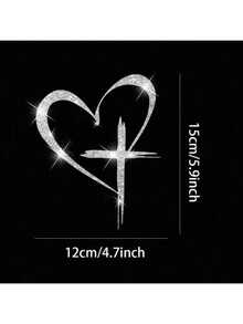 Shiny Heart-Shaped Cross Stickers - Suitable For Applying On Cars, Trucks, Walls, Laptops Etc. - Adhesive, Reusable And Sparkling - A - View 4