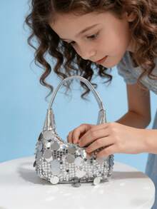 Túi xách đính sequin cho bé gái, túi thời trang mới mùa xuân/thu, ví mini lấp lánh hình công chúa cho bé gái, ví đựng tiền xu cho trẻ em, túi tote dễ thương, quà tặng ngày lễ/sinh nhật, túi đựng kẹo/son môi, túi đựng phụ kiện, túi mini sành điệu, túi thời trang màu vàng, bạc, trắng. - Một cỡ - Xem 2