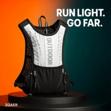 Black & White Honeycomb Lightweight Hydration Vest Pack, Outdoor Hiking Cycling Backpack, Portable Sports Storage Backpack With Water Bottle Holder & Phone Pouch - Multicolor - View 6
