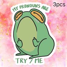 Frog Flipping The Bird, "MY PRONOUNS ARE TRY / ME" Attitude And Humor Funny Sticker - Waterproof Vinyl Sticker - Durable Matte Surface, Self-Adhesive Bumper Sticker, Suitable For Cars, Windows, Laptops, Trucks, Water Bottles - Multi-Purpose Durable Design, Car Sticker - Vinyl - View 11
