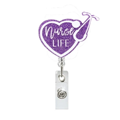 TONAVIETO 1 pièce Porte-nom rétractable pour stéthoscope violet, badge pédiatrique avec pince à alligator pivotante, pour infirmière de nuit, étudiant, médecin, enseignant, cadeau pour infirmière