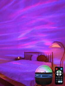 1pc USB Galaxy Swirl Projector Lamp, LED Wave Ripple Projection Light, 7-Color Changing, Bedroom Night Light Projector For Bedroom, Living Room, Home Theater, Ceiling, Party, Dance Hall Atmosphere, USB Powered With Remote Control - Multicolor - View 13