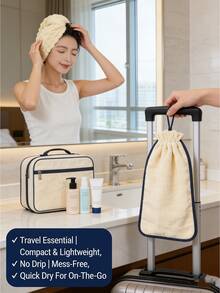 1pc Super Absorbent Coral Fleece Hair Towel, Extra Large & Thick Microfiber Hair Turban, Suitable For Long & Short Hair, Minimalist Solid Color, Essential Hair Care Item For Bathroom/Travel/Dorm, Great Gift For Women, Couples, Mother's Day - Multicolor - View 7