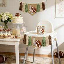 2pcs Rugby Themed High Chair Banner Set For 0.5 Year Old Birthday Party, Handmade Polynesian Style Party Decorations, Birthday Scene Photo Backdrop Props - View 7