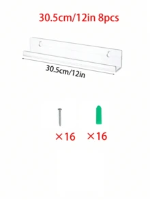 8pcs Transparent Acrylic Vinyl Record Shelf, Room Wall Bookshelf, Floating Bookshelf For, Display Rack, Magazine Rack, Wall Mount Shelf - Transparent - View 12