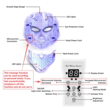 7-Color LED Face Mask, Neck Beauty Care, Odorless, Facial Skincare Tool, Red Light Mask, Suitable For Home And Salon Use, The Perfect Holiday Gift For Your Girlfriend And Mother. - 彩色 - 查看 4