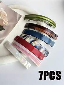 5pcs/Set Women's 9.5cm Solid Color Acetate Hair Clips, Elegant Hairpins For Ponytail, Suitable For Daily Wear And Holiday Gifts, Accessories, Head Accessories - Multicolor - View 14