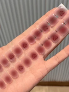 半固化凝胶美甲贴，20片装，持久耐用，沙龙级品质，易于粘贴和卸除，需配合UV灯使用 - 紫紅色 - 查看 6