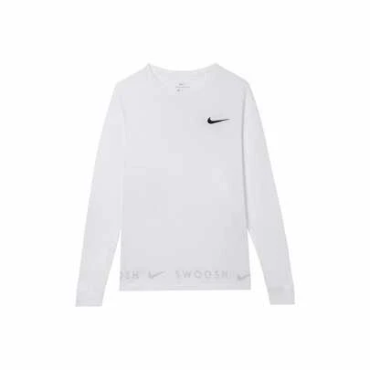  Áo thun dài tay cổ tròn in họa tiết logo Swoosh của Nike Sportswear, màu trắng, dành cho nam.