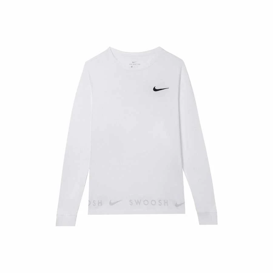 Nike Sportswear Swoosh 休閒運動印花圓領長袖T卹 男款 白色 - 白色 - 查看 1