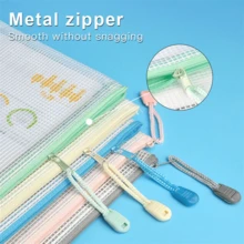 1pc A4 Clear Waterproof Zipper Document Bag, Portable File Organizer For Office School Travel - Grass Green - View 4