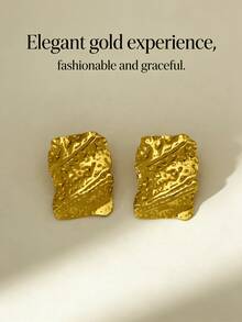 不锈钢镀金耳环，低致敏性，不含镍，哑光耳环，加厚女士镀金耳环，时尚宣言几何纹理轻盈防过敏耳环，复古珠宝舞会礼物，女士耳环，时尚加厚独特吊坠耳环，女士镀金耳环套装，精致镀金吊坠耳环，防过敏耳环，时尚珠宝，女士礼物，派对礼物 - 彩色 - 查看 3
