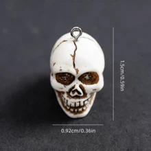 10个3D逼真迷你骷髅吊坠，适合DIY珠宝制作，耳环、项链、手链、脚链、包包挂饰、情侣礼物、树脂工艺品 - 10件3D迷你骷髏頭 - 查看 5