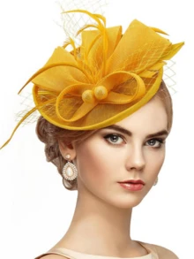 1 pieza Tocado de sombrero elegante, Sombrero de carreras de Kentucky Derby, Sombrero de plumas para fiesta de té para damas/niñas, Equitación - Multicolor - Ver 15