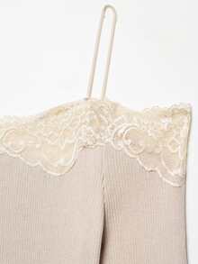 Camellia Summer New Women's Fashion Sexy Off-Shoulder Patchwork T-Shirt - Khaki - View 6